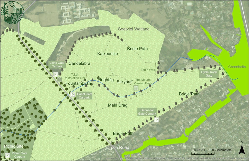 Lower Tokai Park: Paths, gates and carparks