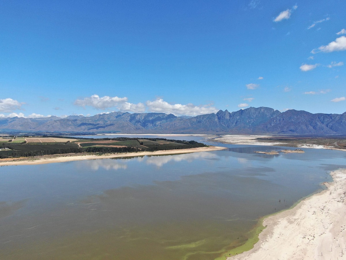 Theewaterskloof Dam, one of the major dams providing the City of Cape Town and surrounding farmland with water.