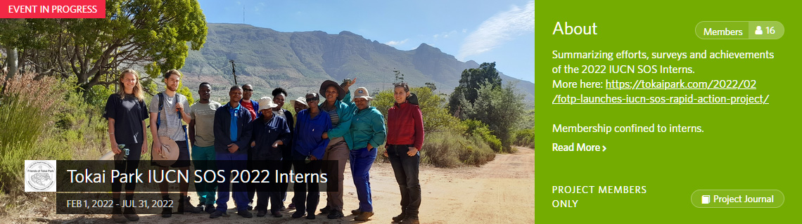 Tokai Park IUCN SOS 2022 Interns