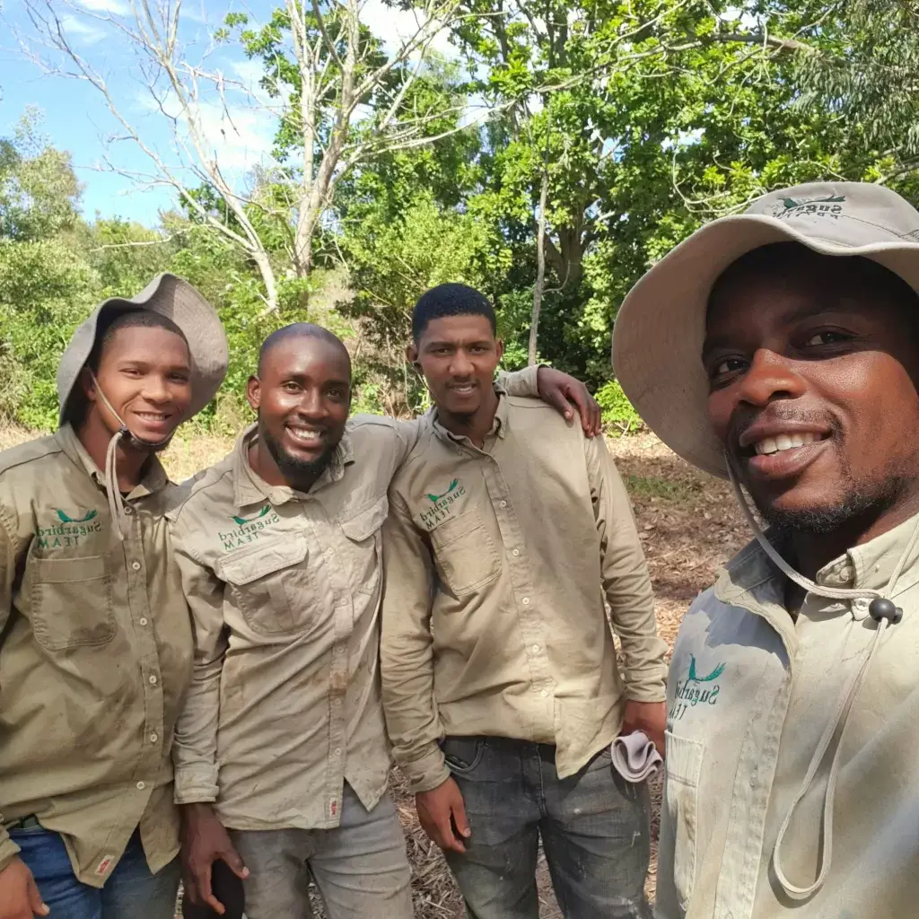 Sugarbird Project team leader Enock with his team