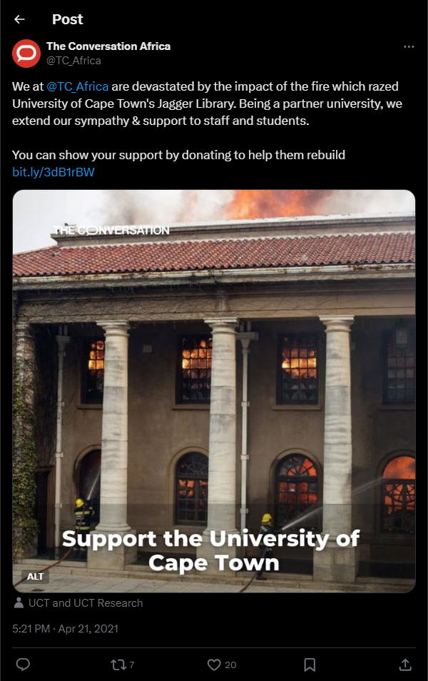 Jagger Library Fire x.com nicola stevens